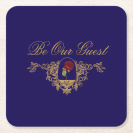 Porta-copo De Papel Quadrado Rosa Vermelha da Bela