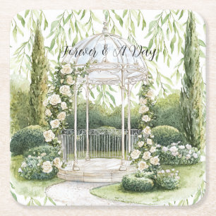 Porta-copo De Papel Quadrado Rosas Bonitas Jardim Floral Romântico Casamento