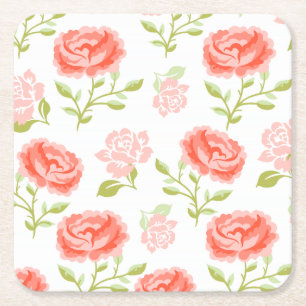 Porta-copo De Papel Quadrado Rosas cor-de-rosa femininos elegantes