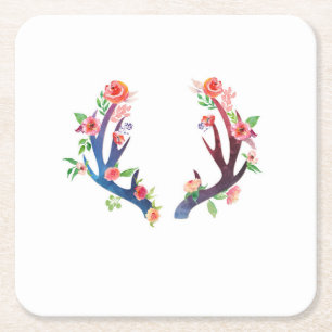 Porta-copo De Papel Quadrado Rosas e Antler