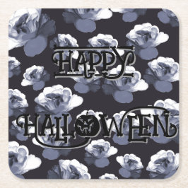 Porta-copo De Papel Quadrado Rosas Gothic Feliz Halloween Floral