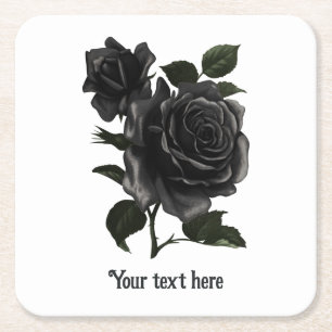 Porta-copo De Papel Quadrado Rosas Pretas Personalizadas Góticas Vintage