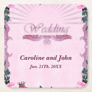 Porta-copo De Papel Quadrado Rosas rosa maravilhosas