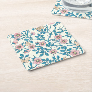 Porta-copo De Papel Quadrado Rosas selvagens e borboletas /rosa/azul/branco esb