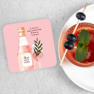 Porta-copo De Papel Quadrado Rosé do Dia dos Namorados Sobre Rosas Vinho Rosado