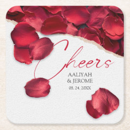 Porta-copo De Papel Quadrado Rose Petals Wedding Coaster
