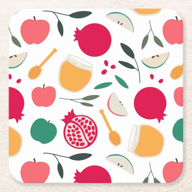 Porta-copo De Papel Quadrado Rosh Hashana (Frente)