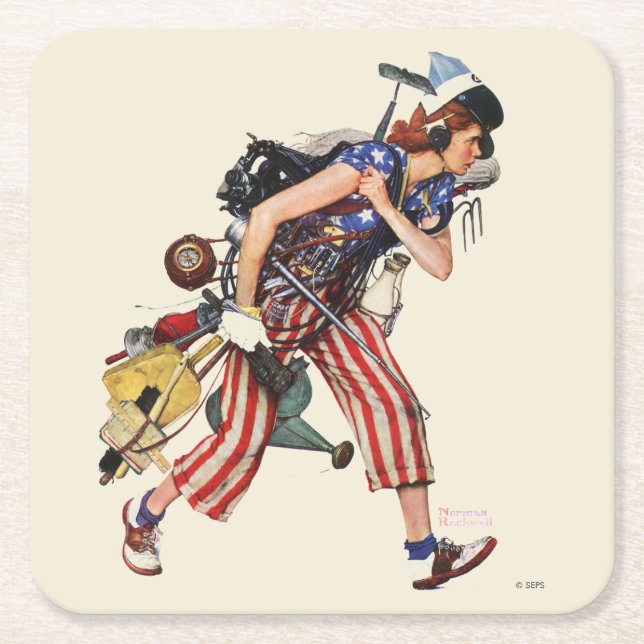 Porta-copo De Papel Quadrado Rosie ao salvamento (Frente)