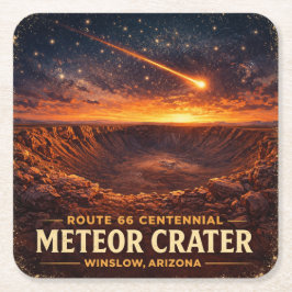 Porta-copo De Papel Quadrado Rota 66 Centenário Cratera do Meteorito Pôr do Sol