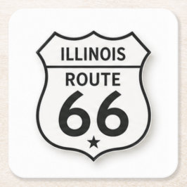 Porta-copo De Papel Quadrado Rota Illinois 66 Retro White Shield Coaster