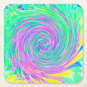 Porta-copo De Papel Quadrado Rotação Abstrato azul-turquesa e roxo