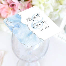 Porta-copo De Papel Quadrado Roteiro de Geodo de Ágata Casamento Azul Bebê Prat