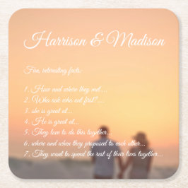 Porta-copo De Papel Quadrado Roteiro personalizado de casais de casamento