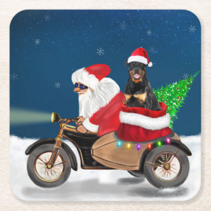 Porta-copo De Papel Quadrado Rottweiler Cachorro Natal Papai Noel