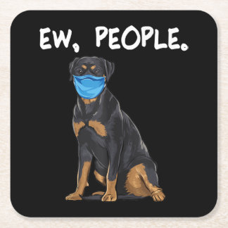 Porta-copo De Papel Quadrado rottweiler novo cão do pessoas vestindo máscara