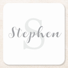 Porta-copo De Papel Quadrado Rótulo de Bebida com Nome Personalizado e Monogram