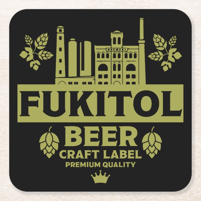 Porta-copo De Papel Quadrado Rótulo Novelty Funny Beer (Frente)