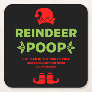 Porta-copo De Papel Quadrado Rótulos Engraçados de Cerveja de Natal