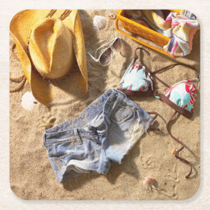 Porta-copo De Papel Quadrado Roupa deixada atrás na praia