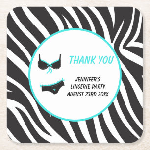 Porta-copo De Papel Quadrado Roupa Íntima Turquesa Agradecimento da Festa