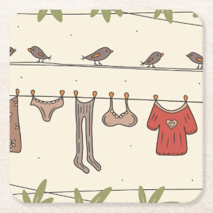 Porta-copo De Papel Quadrado Roupas no pátio