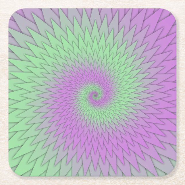 Porta-copo De Papel Quadrado Roxo e Verde Geométrico (Frente)