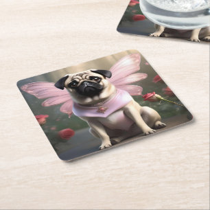 Porta-copo De Papel Quadrado Royal Pug: A Princesa Fada dos Reinos Encantados