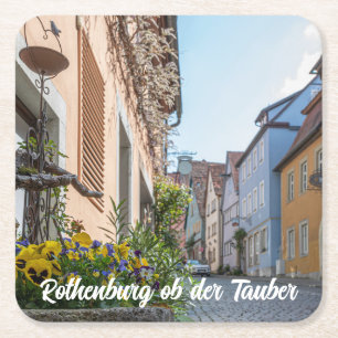 Porta-copo De Papel Quadrado Rua colorida em Rothenburg ob der Tauber