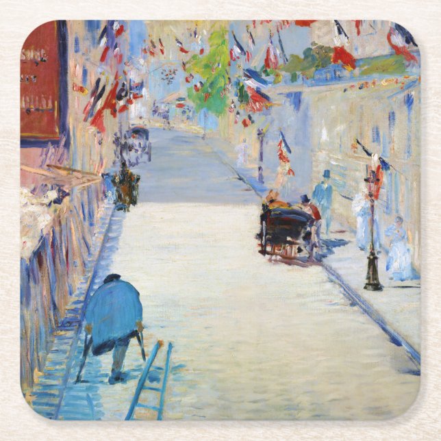 Porta-copo De Papel Quadrado Rua com Bandeiras Francesas, Manet (Frente)