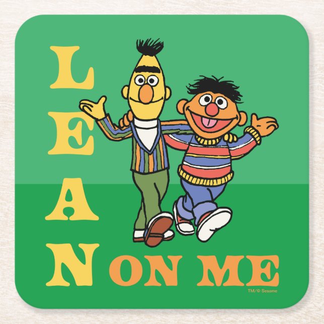 Porta-copo De Papel Quadrado Rua Sésamo | Bert & Ernie Lean on Me (Frente)