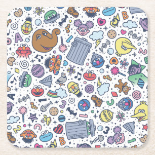 Porta-copo De Papel Quadrado Rua Sésamo   Padrão de porta do Sesame Pals