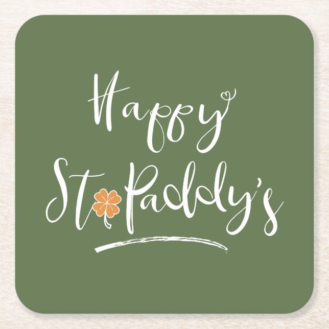 Porta-copo De Papel Quadrado Ruas felizes, ID336 do Paddy's Orange Shamrock (Frente)