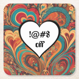 Porta-copo De Papel Quadrado Rude Funny Heart Design !@#$