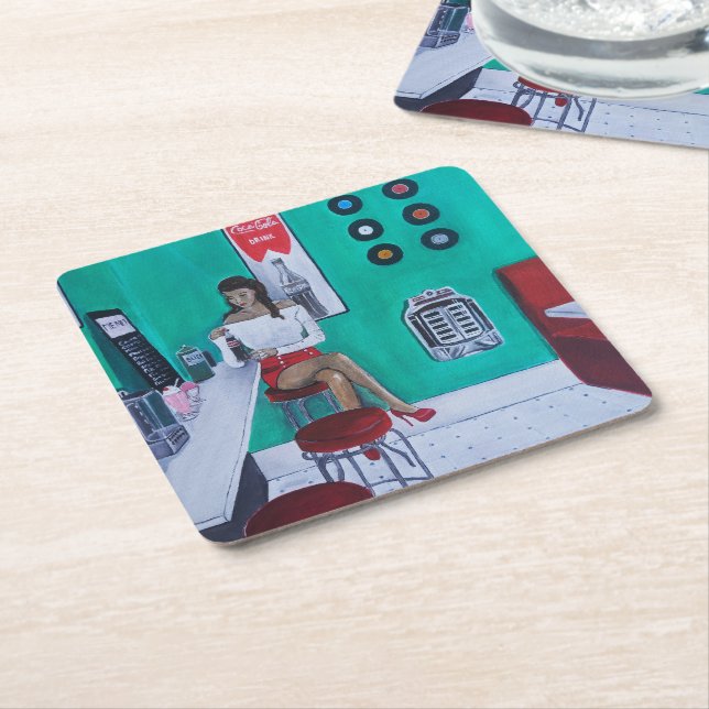 Porta-copo De Papel Quadrado Runaround Sue Painting by Alfred Fox (Inclinado)