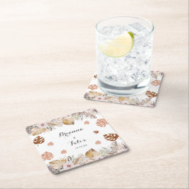 Porta-copo De Papel Quadrado Rustic Neutral Boho Wedding