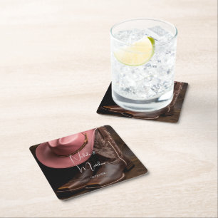 Porta-copo De Papel Quadrado Rustic Romance: Boots do Cowboy e Casamento de Cha