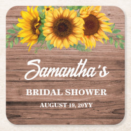 Porta-copo De Papel Quadrado Rustic Sunflower Bridal Shower