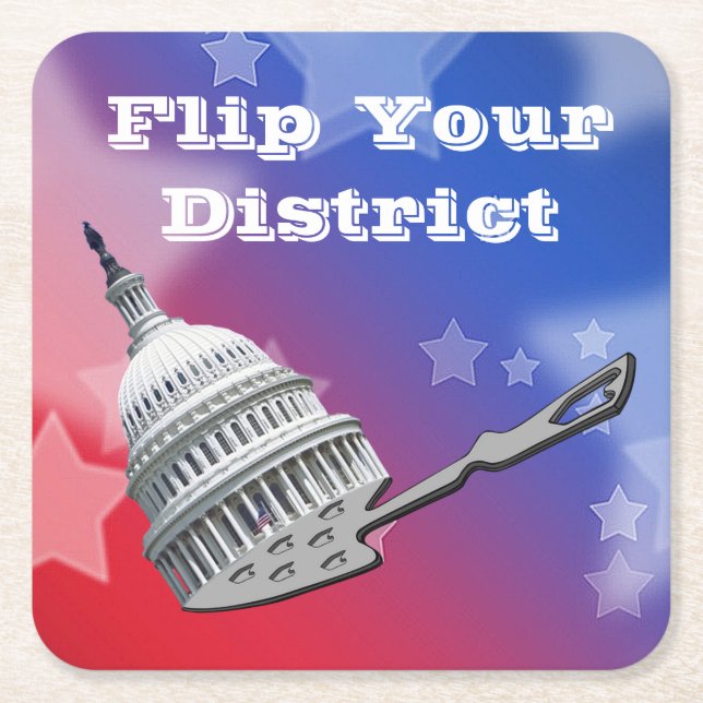 Porta-copo De Papel Quadrado Sacudir Do Voto Do Seu Distrito 2026 (Frente)