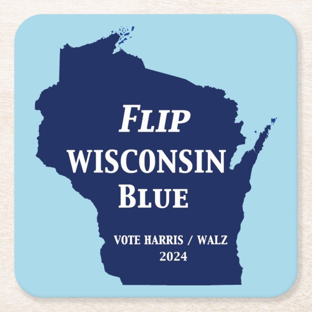Porta-copo De Papel Quadrado Sacudir Wisconsin Blue em 2024 (Frente)