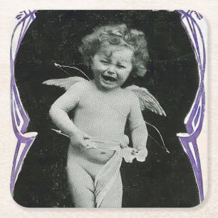 Porta-copo De Papel Quadrado Sad Cherub Angel Impressão