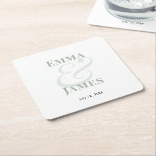 Porta-copo De Papel Quadrado Sage Ampersand Casamento