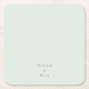 Porta-copo De Papel Quadrado Sage Casamento Personalizado Texto Dourado