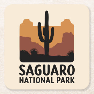 Porta-copo De Papel Quadrado Saguaro Cactus