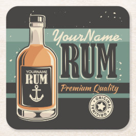 Porta-copo De Papel Quadrado Sailor Personalizado Rum Liquor Bottle Sign