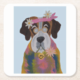 Porta-copo De Papel Quadrado Saint Bernard Hippie