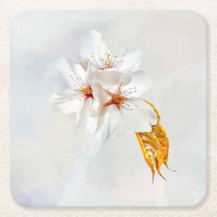 Porta-copo De Papel Quadrado Sakura - cereja japonesa floresce