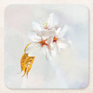 Porta-copo De Papel Quadrado Sakura - Flor de cerejeira japonesa