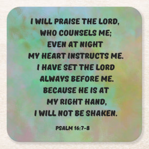 Porta-copo De Papel Quadrado Salm 16:7-8 O Senhor Me Aconselha
