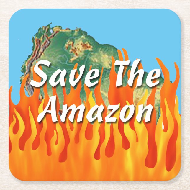 Porta-copo De Papel Quadrado Salvar A Amazônia (Frente)