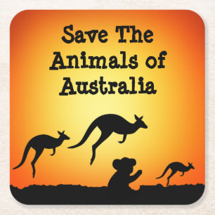 Porta-copo De Papel Quadrado Salvar os animais da Austrália
